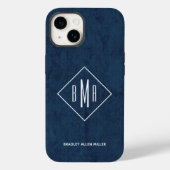 Navy Blue Monogram Case-Mate iPhone Case (Achterkant)