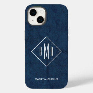 Navy Blue Monogram Case-Mate iPhone 14 Hoesje