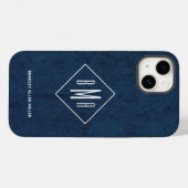 Navy Blue Monogram Case-Mate iPhone Case (Achterkant (horizontaal))