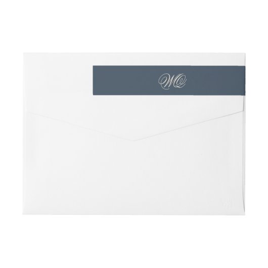 Navy Blue Monogram Classic Elegant Huwelijk (Achterkant)