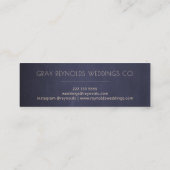 Navy Blue Monogram Elegante Bloemen Wedding Planne Mini Visitekaartje (Achterkant)