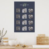 Navy Blue Monogram Fotosessiediagram Poster (Keuken)