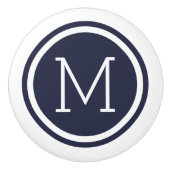 Navy Blue Monogram gepersonaliseerde ladeknop Keramische Knop (Voorkant)