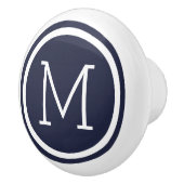 Navy Blue Monogram gepersonaliseerde ladeknop Keramische Knop (Rechts)