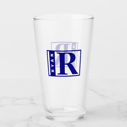 Navy Blue Monogram Glas (Voorkant)