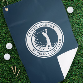 Navy Blue Monogram Golfer Swing Golfhanddoek