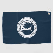 Navy Blue Monogram Golfer Swing Golfhanddoek (Horizontaal)