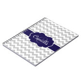 Navy Blue Monogram Gray Chevron Pattern Notitieboek (Linkerzijde)
