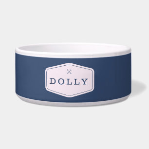 Navy Blue Monogram Hondenschaal Voerbakje