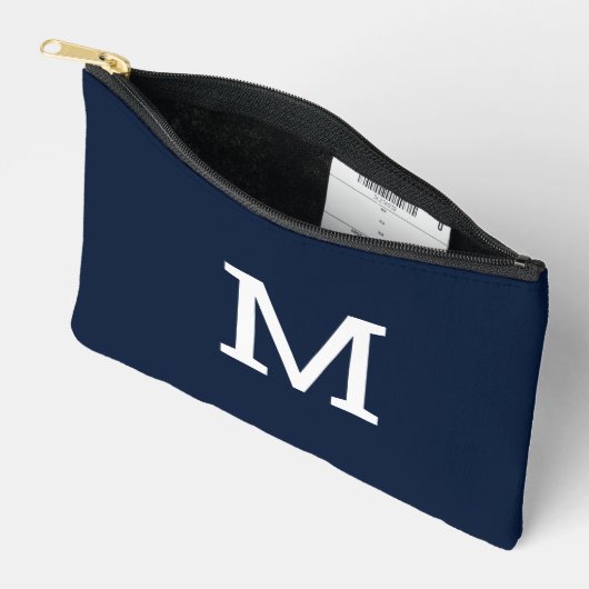 Navy Blue Monogram Initiaal Accessoire Zakzak Etui (Open)