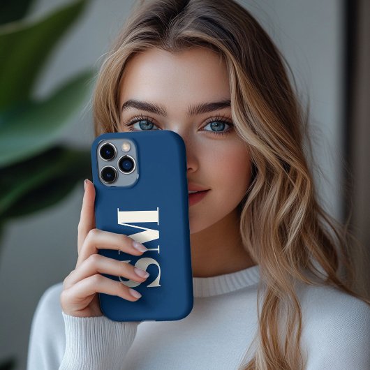 Navy Blue Monogram initiaal Case-Mate iPhone Case