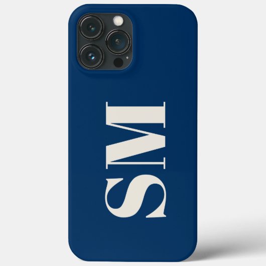 Navy Blue Monogram initiaal Case-Mate iPhone Case (Achterkant)