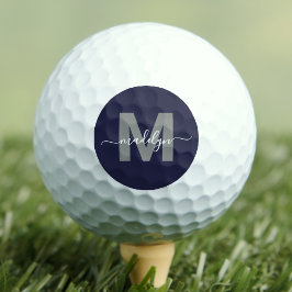 Navy Blue Monogram Initiaal Naam Golfballen