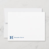 Navy Blue Monogram Line Modern Simple Business Notitiekaartje (Voorkant)