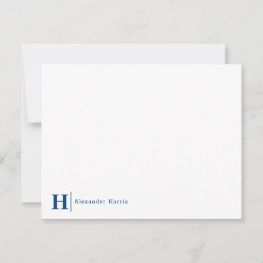 Navy Blue Monogram Line Modern Simple Business Notitiekaartje (Voorkant)