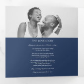 Navy blue monogram met grote verdiepingen bruiloft drieluik programma (Binnenzijde eerst)