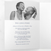 Navy blue monogram met grote verdiepingen bruiloft drieluik programma (Binnenzijde eerst)