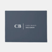 Navy Blue Monogram Modern Minimal Eenvoudig Deurmat (Voorkant)