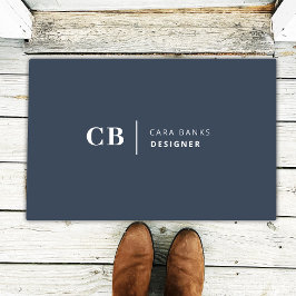 Navy Blue Monogram Modern Minimal Eenvoudig Deurmat