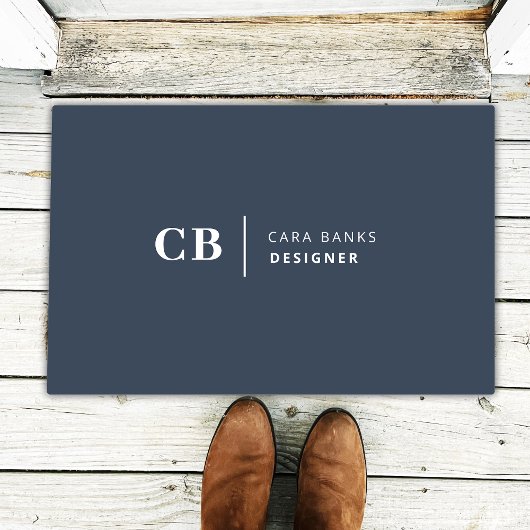 Navy Blue Monogram Modern Minimal Eenvoudig Deurmat