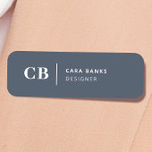 Navy Blue Monogram Modern Minimal Eenvoudig Naamplaatje