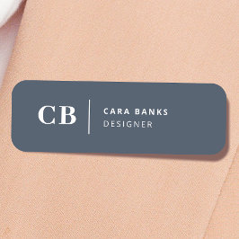 Navy Blue Monogram Modern Minimal Eenvoudig Naamplaatje