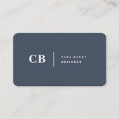 Navy Blue Monogram Modern Minimal Eenvoudig Visitekaartje (Voorkant)