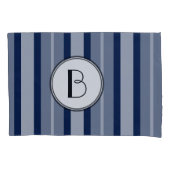 Navy Blue Monogram moderne lijnen hedendaags Kussensloop (Voorkant-Links)