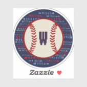 Navy Blue Monogram Naam Baseball Helmet Decal Sticker (Vel)