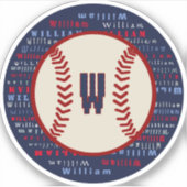 Navy Blue Monogram Naam Baseball Helmet Decal Sticker (Voorkant)