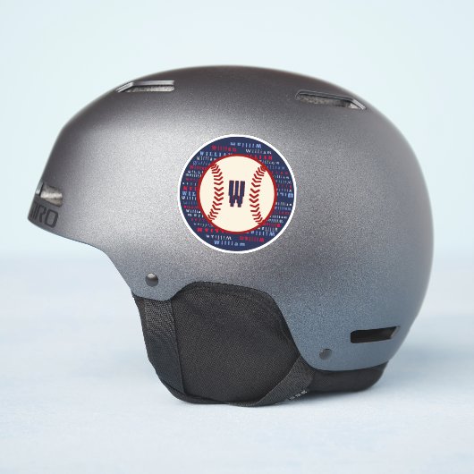 Navy Blue Monogram Naam Baseball Helmet Decal Sticker (Helm Zijkant)