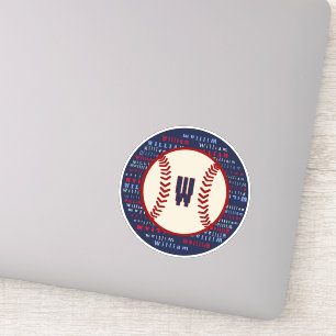Navy Blue Monogram, naam Baseball Laptop Decal Sticker