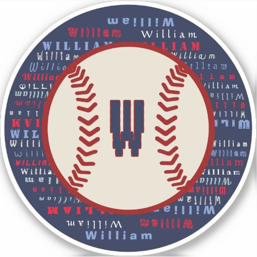 Navy Blue Monogram, naam Baseball Laptop Decal Sticker (Voorkant)