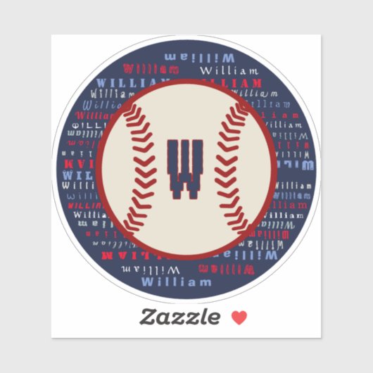 Navy Blue Monogram, naam Baseball Laptop Decal Sticker (Vel)