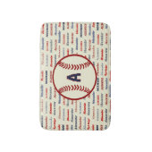 Navy Blue Monogram Naam Gifts for Kids baseball Badmat (Voorkant Verticaal)