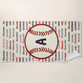 Navy Blue Monogram Naam Gifts for Kids baseball Strandlaken (Voorkant)