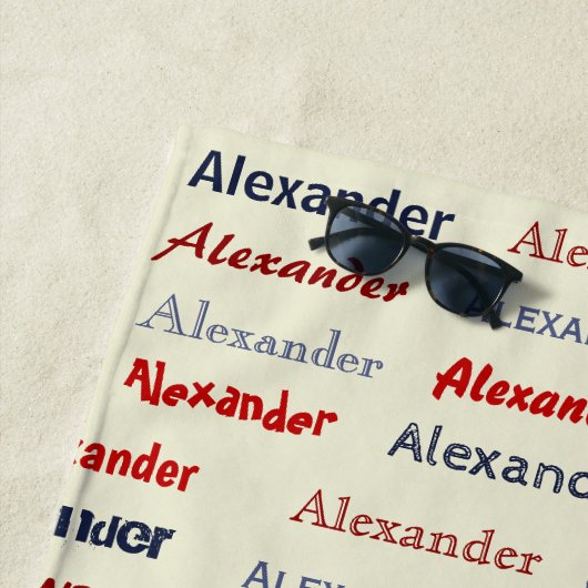 Navy Blue Monogram Naam Gifts for Kids baseball Strandlaken (In situ)