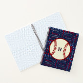 Navy Blue Monogram Naam Gifts Kinder boys baseball Notitieboek (Binnen)