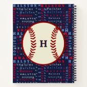 Navy Blue Monogram Naam Gifts Kinder boys baseball Notitieboek (Achterkant)