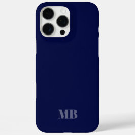 Navy Blue Monogram Naam initialen iPhone 16 Pro Max Hoesje