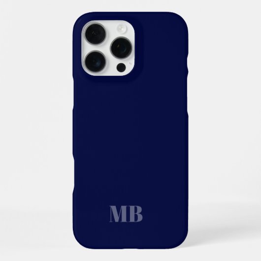 Navy Blue Monogram Naam initialen iPhone Hoesje (Achterkant)
