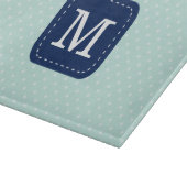 Navy Blue Monogram op Mint Background Snijplank (Hoek)
