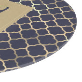 Navy Blue Monogram Quatrefoil Passen getrouwd Wedd Snijplank (Hoek)