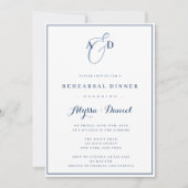 Navy Blue Monogram - repetitie voor binnenste Kaart (Voorkant)