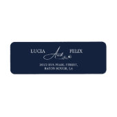 Navy Blue Monogram Return Address Etiket (Voorkant)