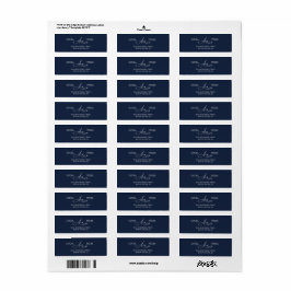 Navy Blue Monogram Return Address Etiket