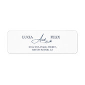 Navy Blue Monogram Return Address Etiket (Voorkant)