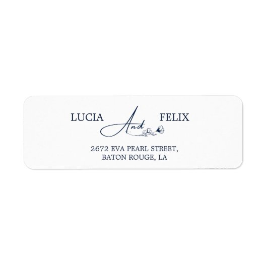 Navy Blue Monogram Return Address Etiket (Voorkant)