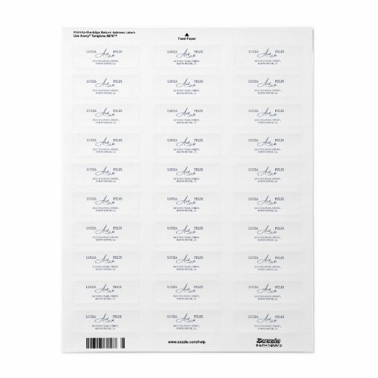 Navy Blue Monogram Return Address Etiket (Full Sheet)