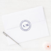 Navy Blue Monogram Return Address Ronde Sticker (Envelop)